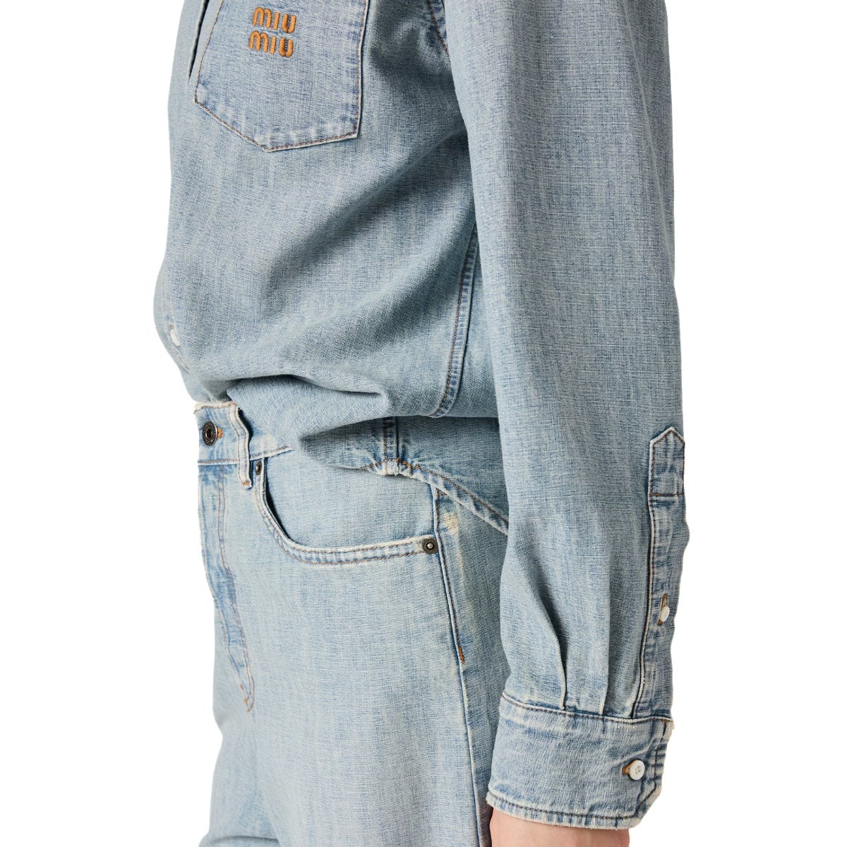 Chambray Stonewashed Oversized Shirt Light Blue