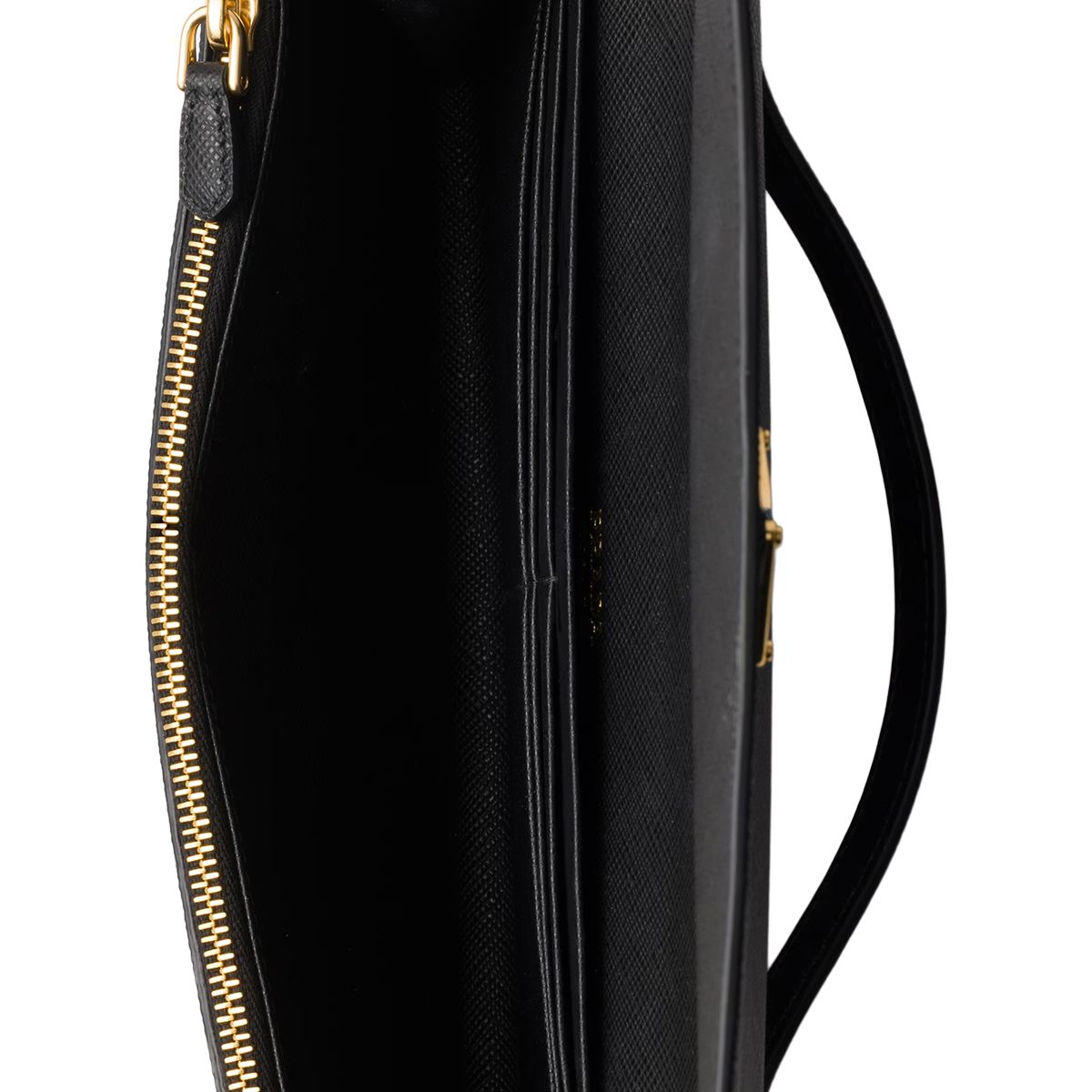 Saffiano Leather Wallet with Shoulder Strap Black