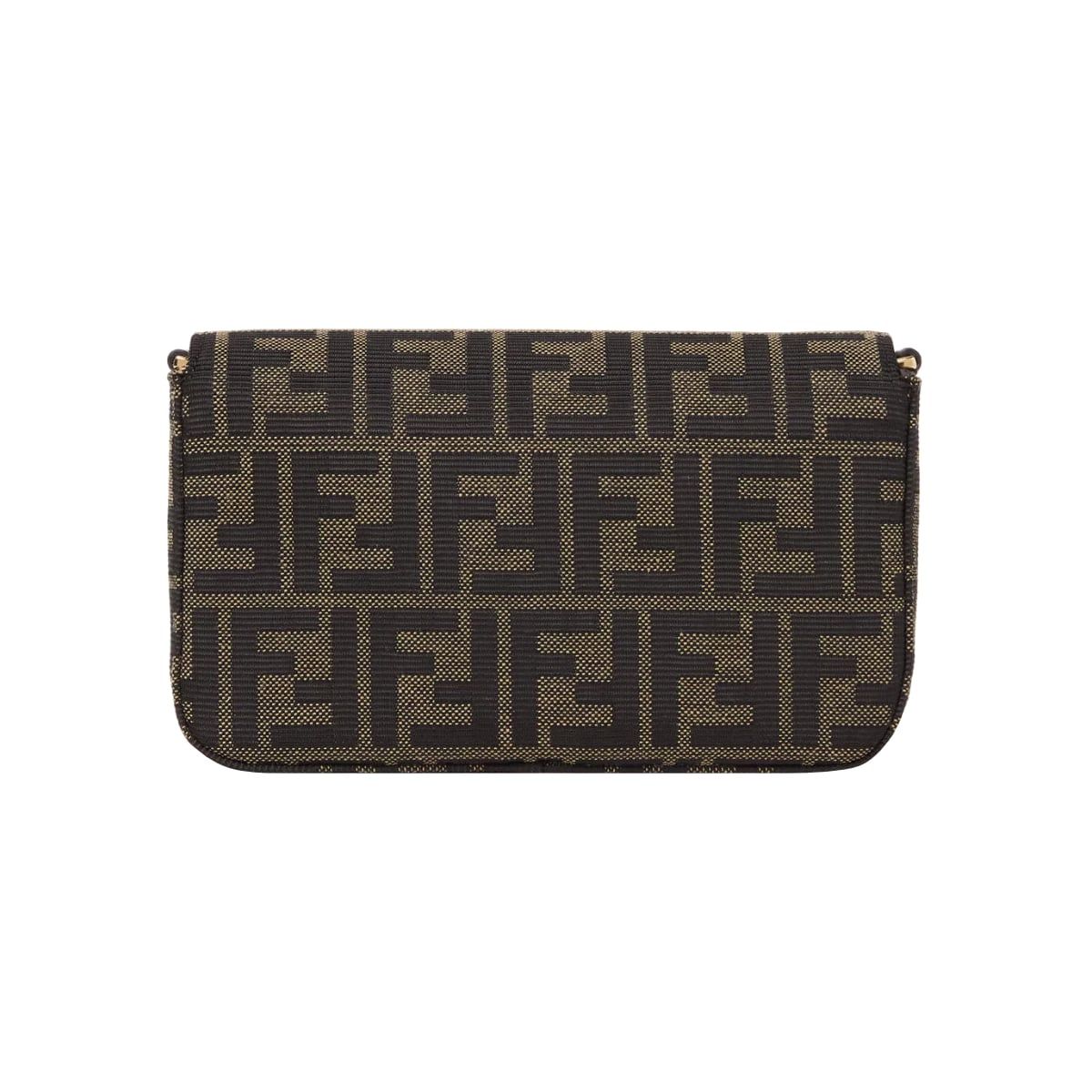 Tube Wallet on Chain FF Jacquard and Leather Brown GHW