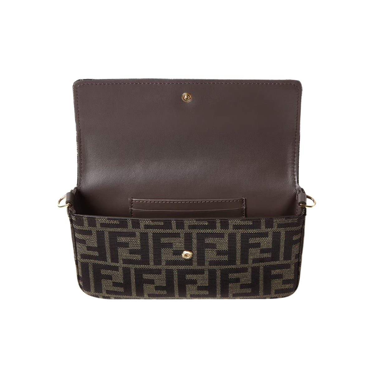 Tube Wallet on Chain FF Jacquard and Leather Brown GHW