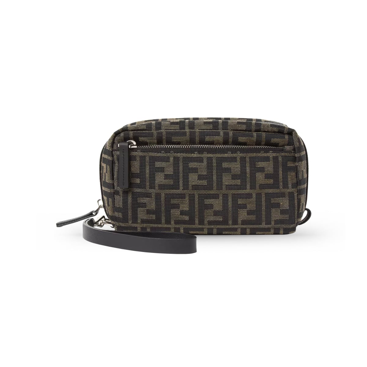 Small Double Zip Toiletry Case FF Jacquard Brown-Fendi