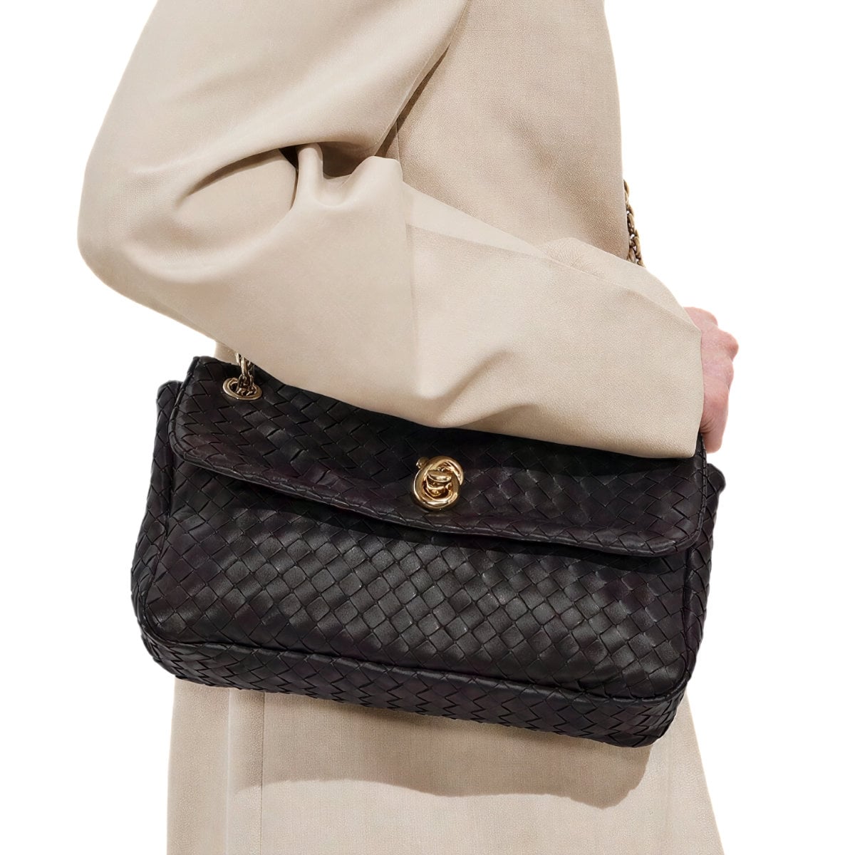 Madison Knot Lock Shoulder Bag Brown BHW