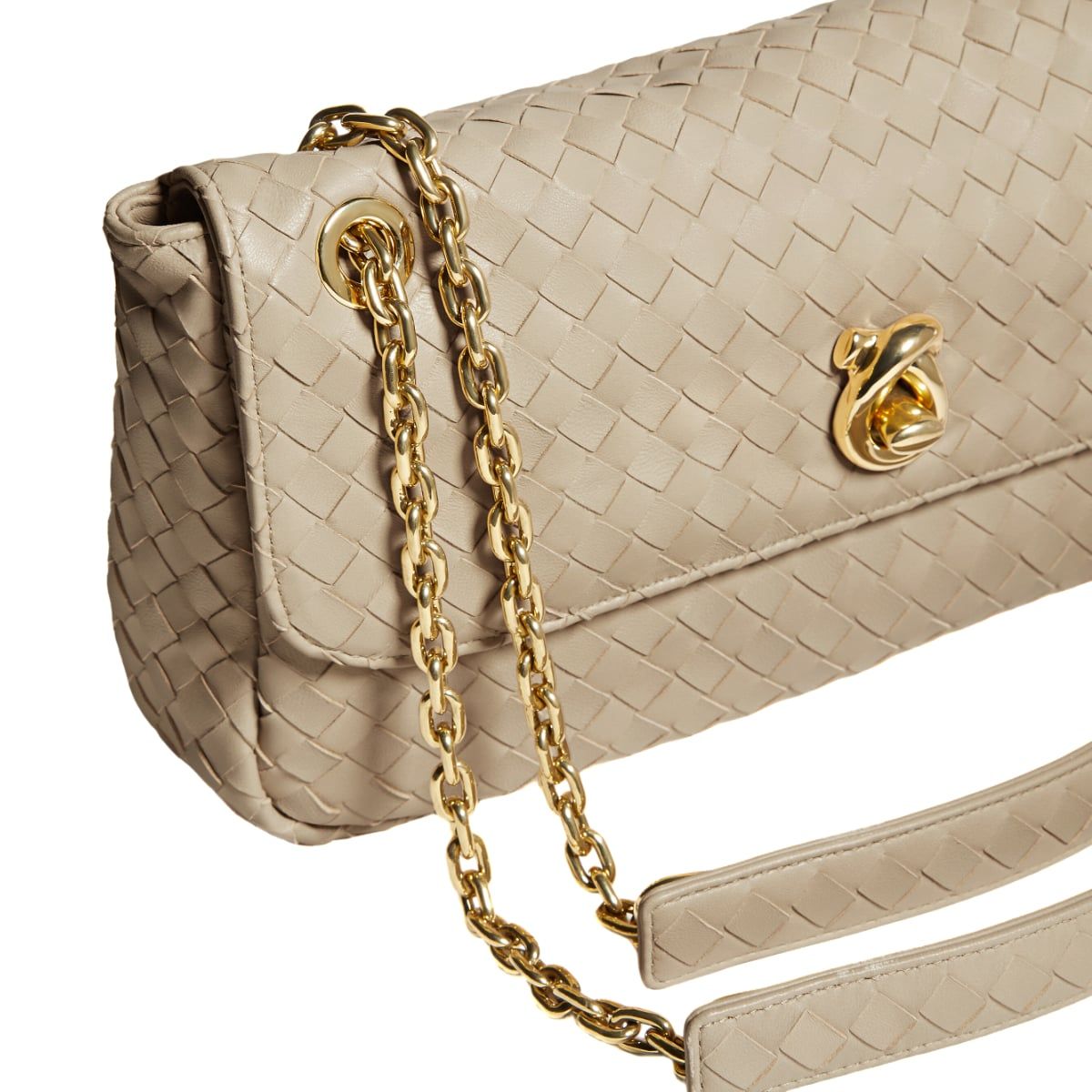 Madison Knot Lock Shoulder Bag Ecru BHW