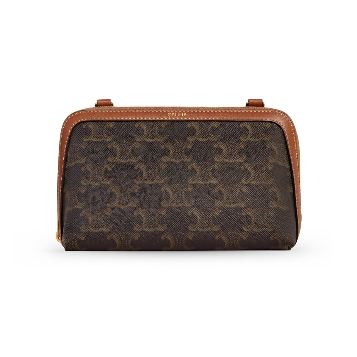 Clutch on Chain Triomphe Canvas Tan-Celine