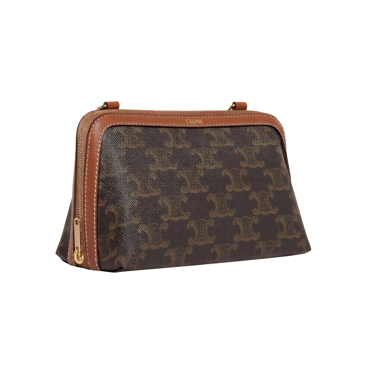 Clutch on Chain Triomphe Canvas Tan
