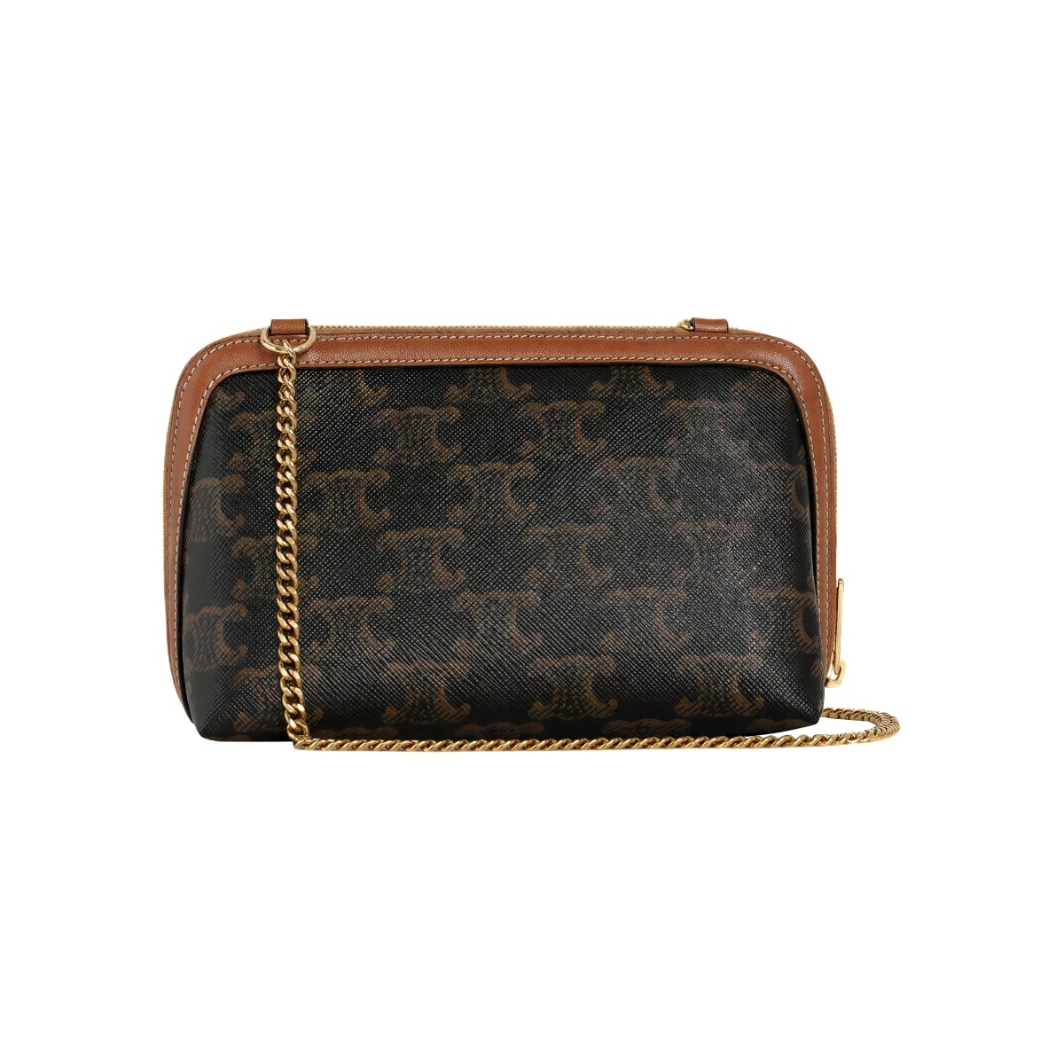 Clutch on Chain Triomphe Canvas Tan