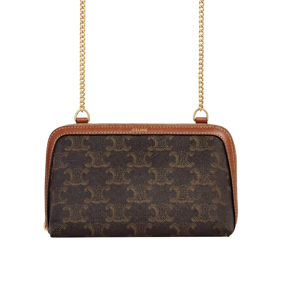Clutch on Chain Triomphe Canvas Tan