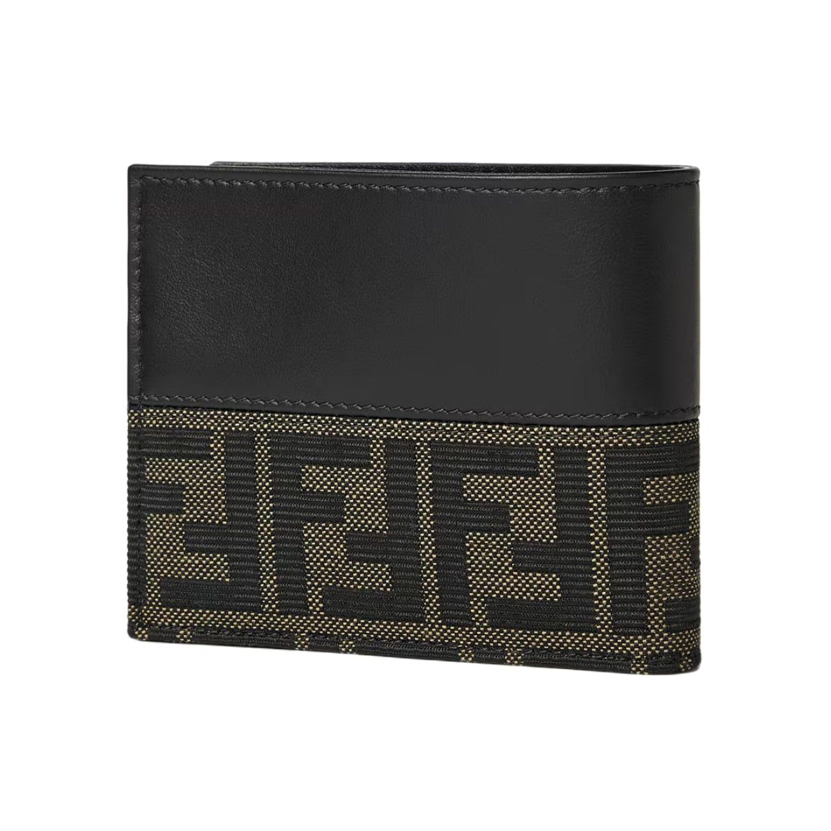 FF Bi-Fold Coin Wallet Jacquard Leather Brown