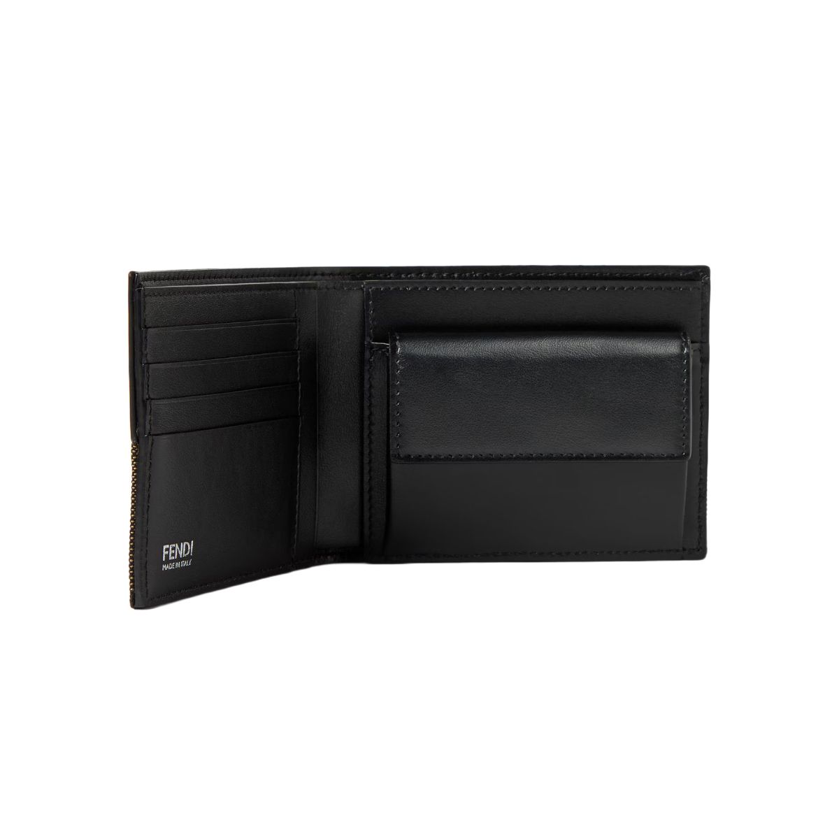 FF Bi-Fold Coin Wallet Jacquard Leather Brown