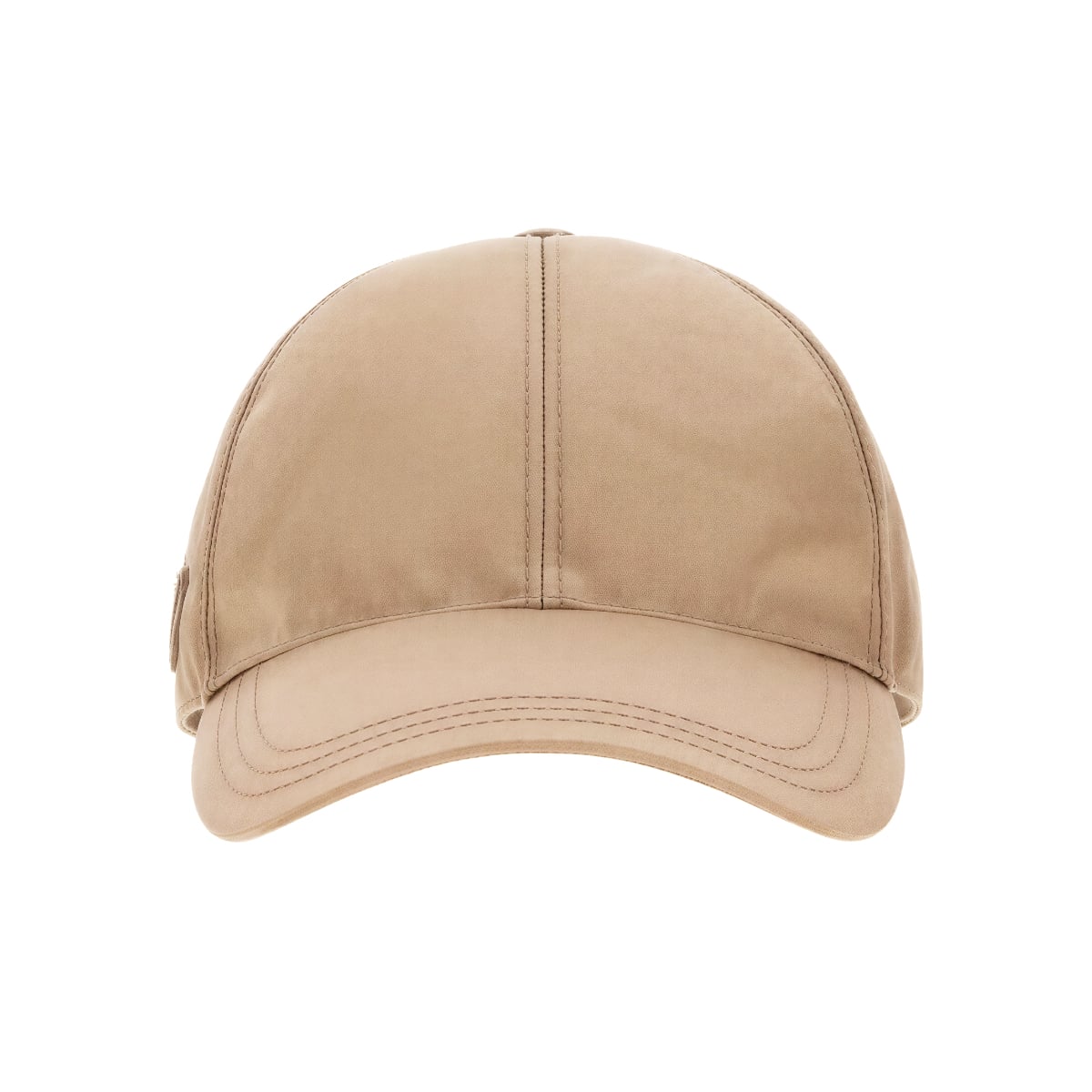 Re-Nylon Triangle Logo Baseball Cap Camel Brown-Prada