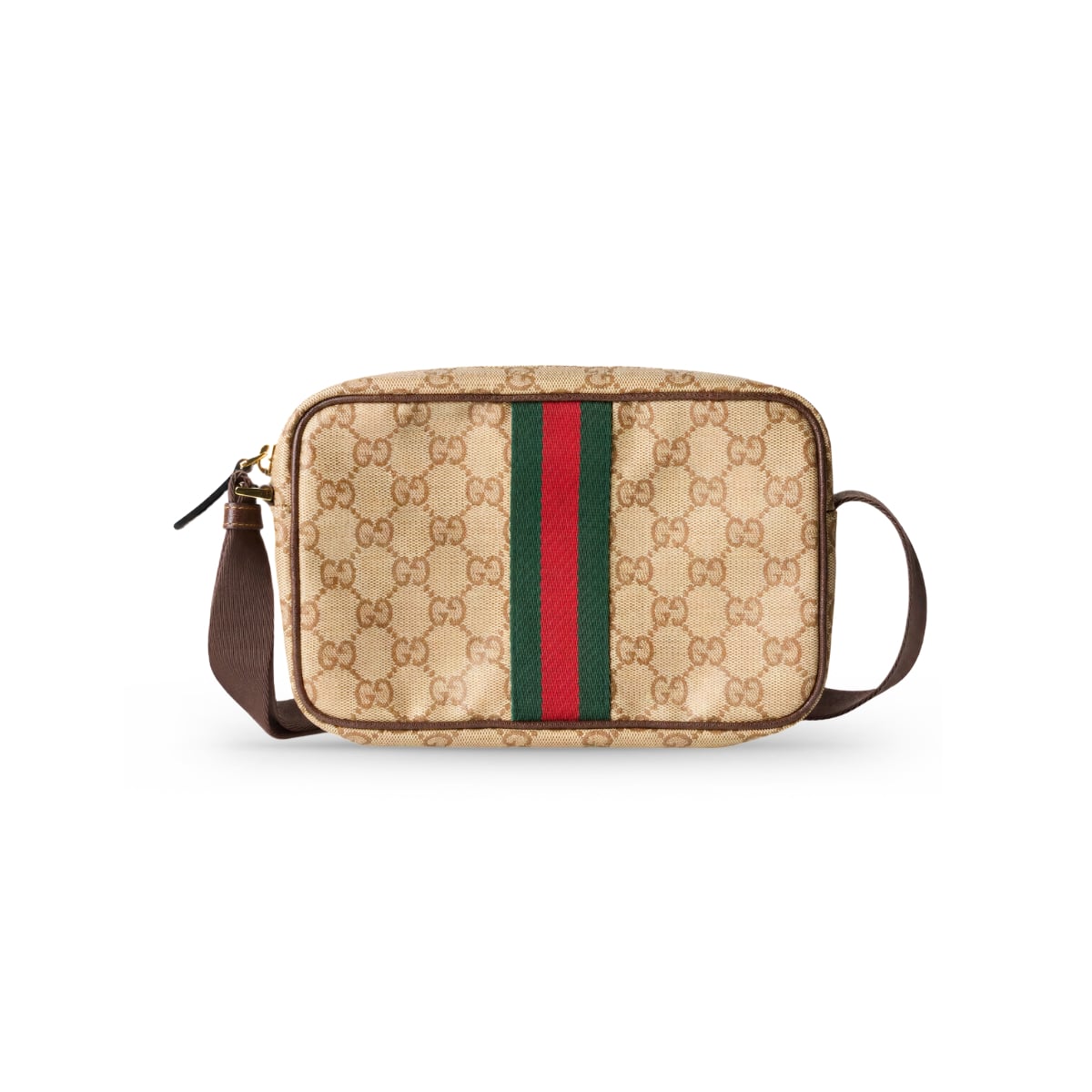 GG Mini Web Canvas Bag Sand/ Dark Brown-Gucci