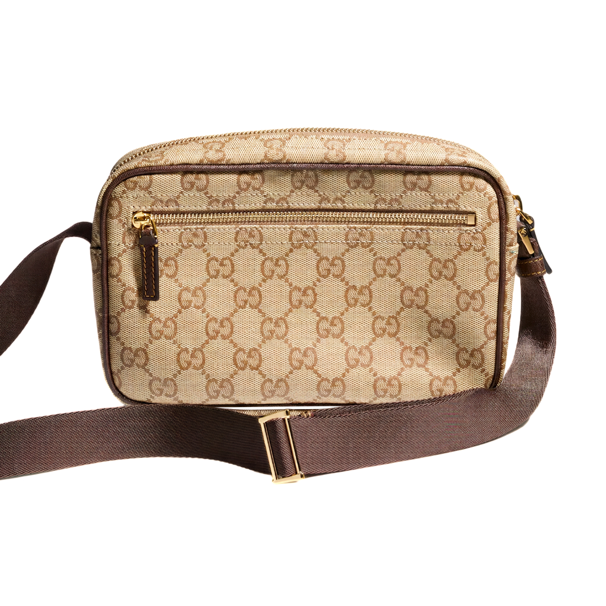 GG Mini Web Canvas Bag Sand/ Dark Brown