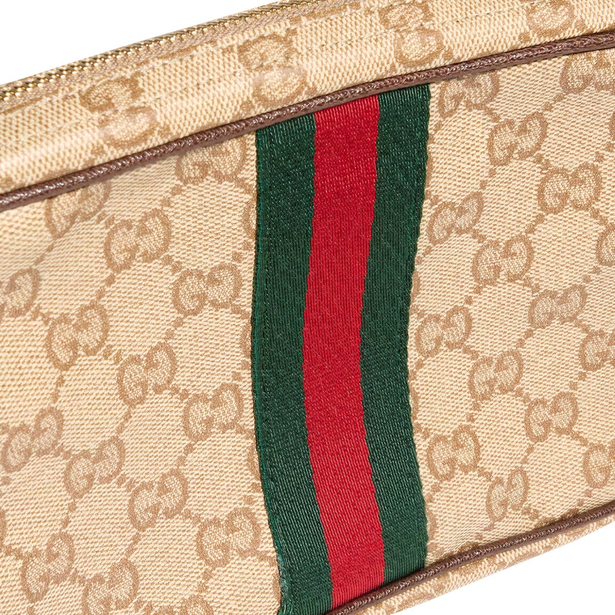 GG Mini Web Canvas Bag Sand/ Dark Brown