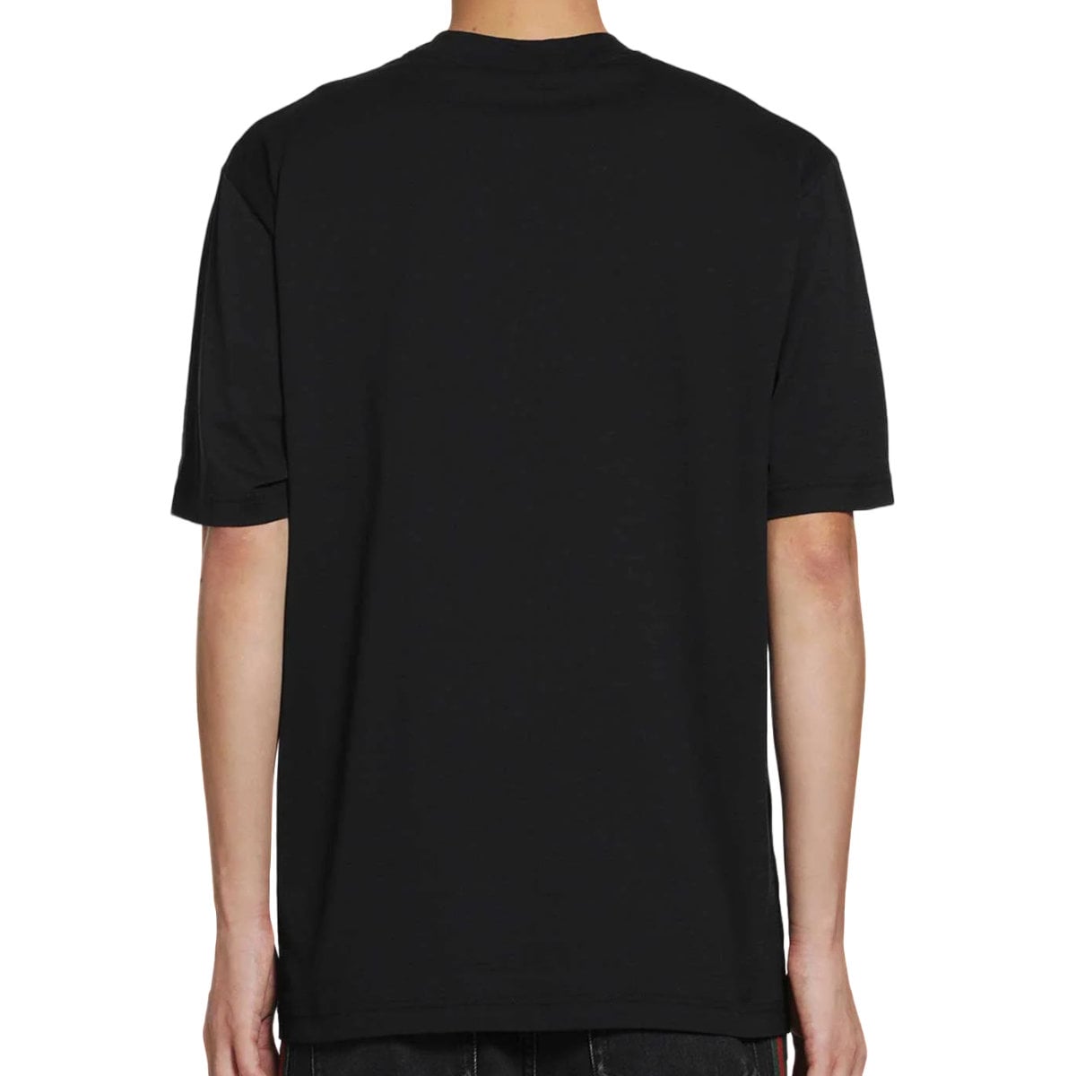 Cotton Jersey T-Shirt Web Strip Print Black