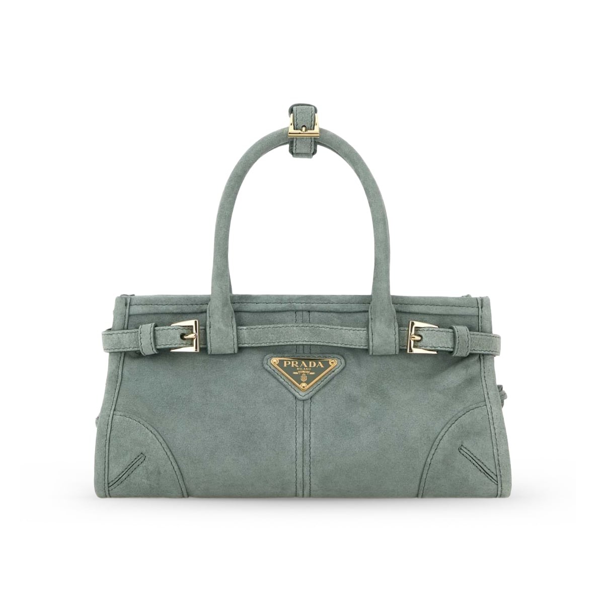 Bonnie Mini Suede Handbag Sage Green-Prada