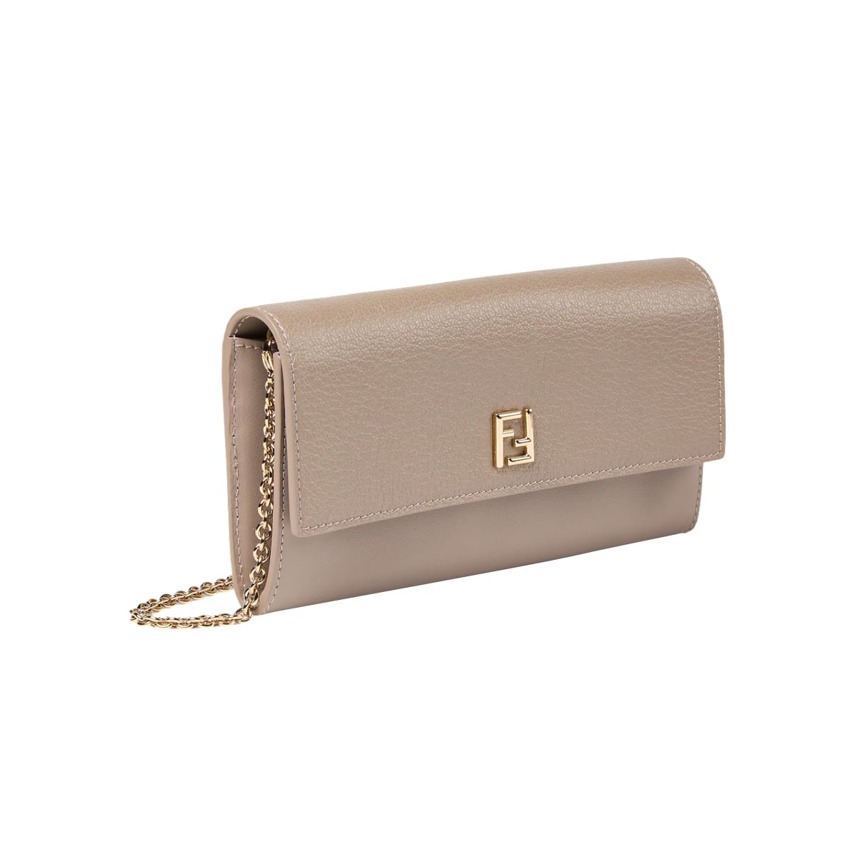 FF Continental Wallet on Chain Leather Dove Grey