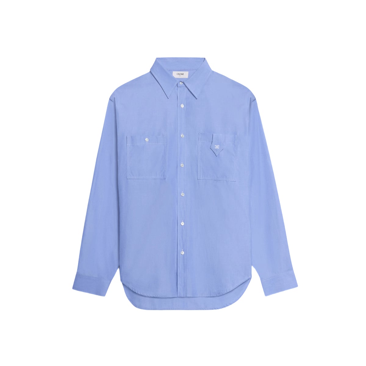 Loose Shirt Cotton Poplin Blue-Celine