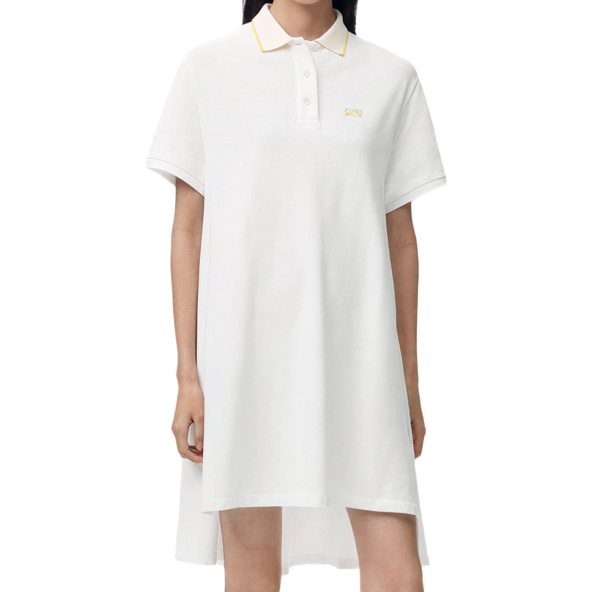 Double L Embroidery Polo Dress Cotton White