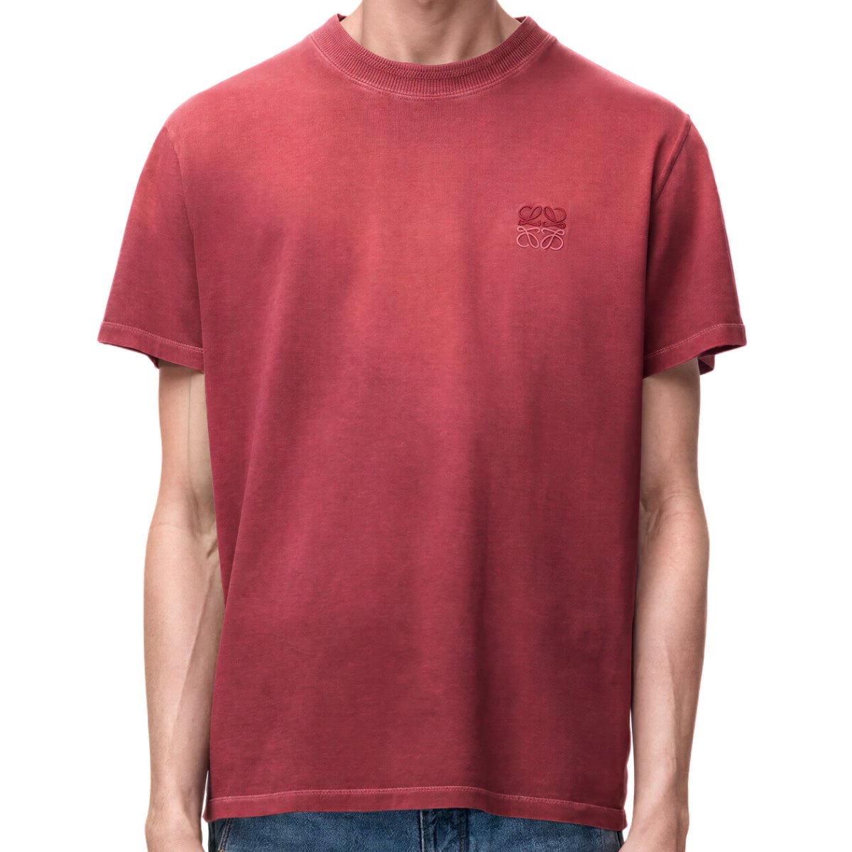 Anagram Embroidery Regular Cotton T-Shirt Red
