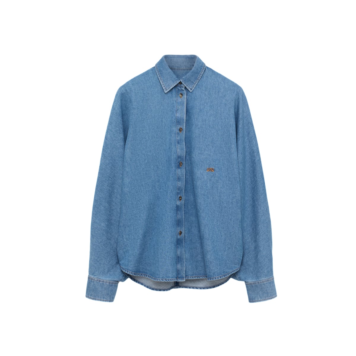 Double L Embroidery Denim Shirt Light Blue-Loewe