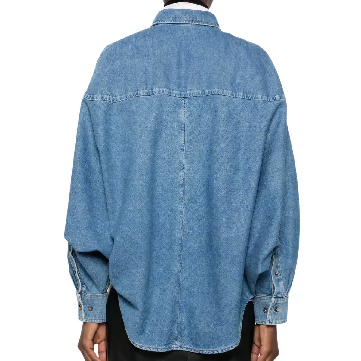 Double L Embroidery Denim Shirt Light Blue