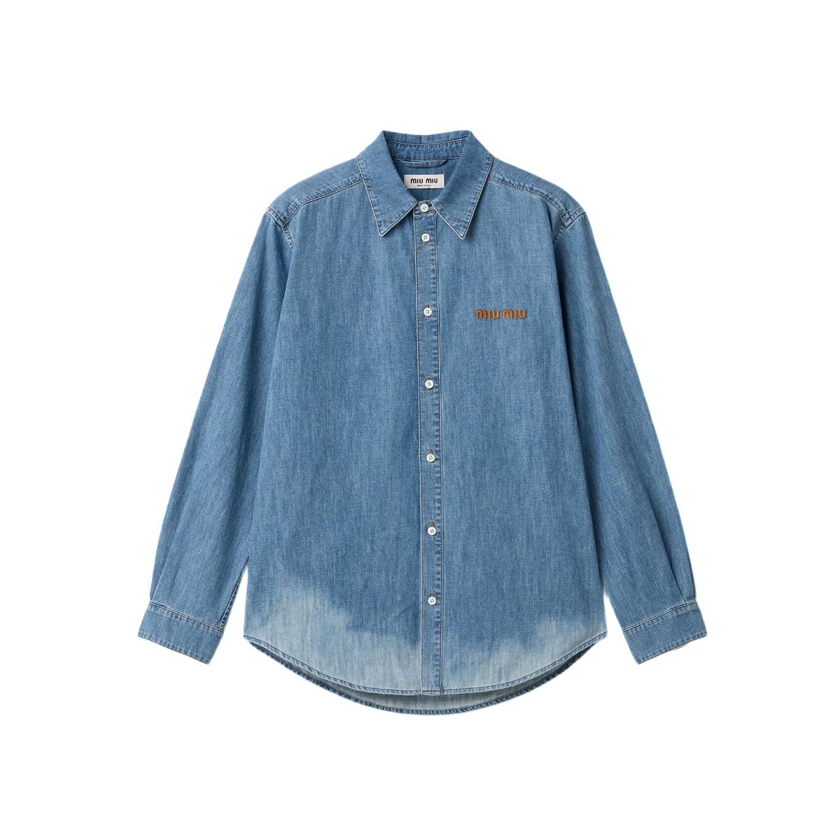Chambray Denim Bleached Shirt Sapphire Blue-Miu Miu