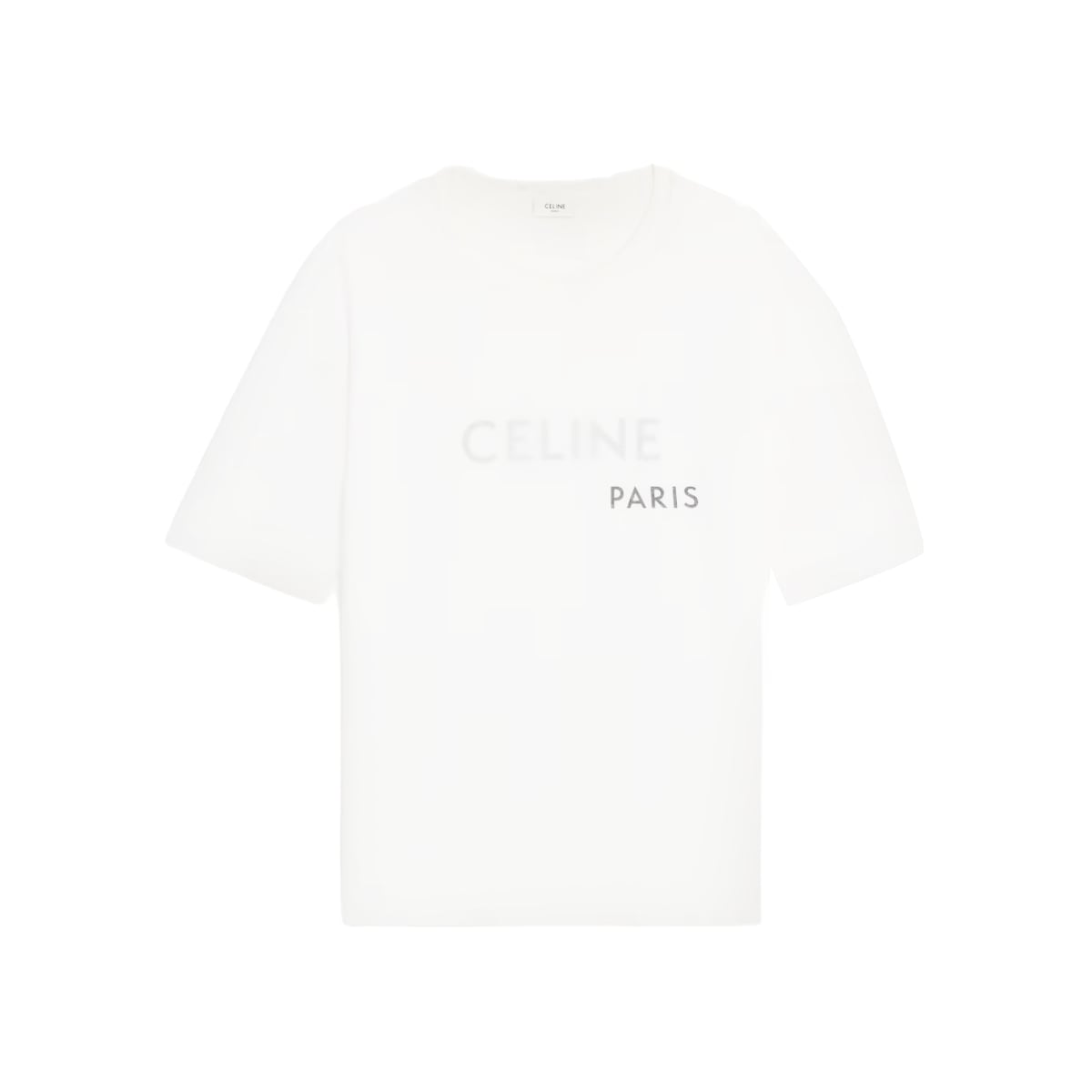 Triomphe Embroidery Double Layered Fine Cotton T-Shirt Off White/Black-Celine