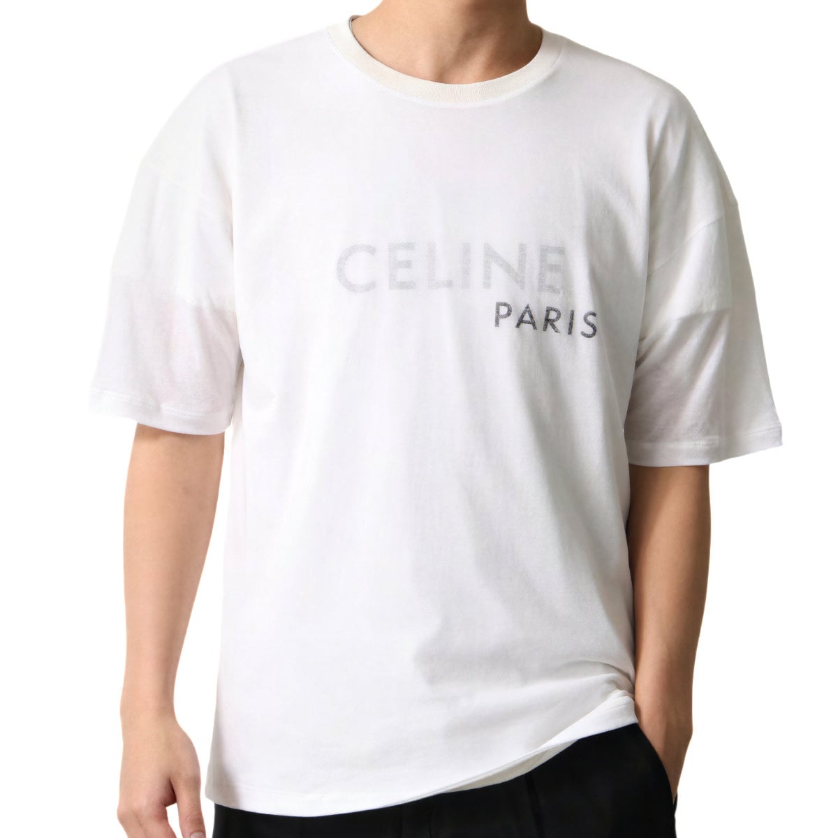 Triomphe Embroidery Double Layered Fine Cotton T-Shirt Off White/Black