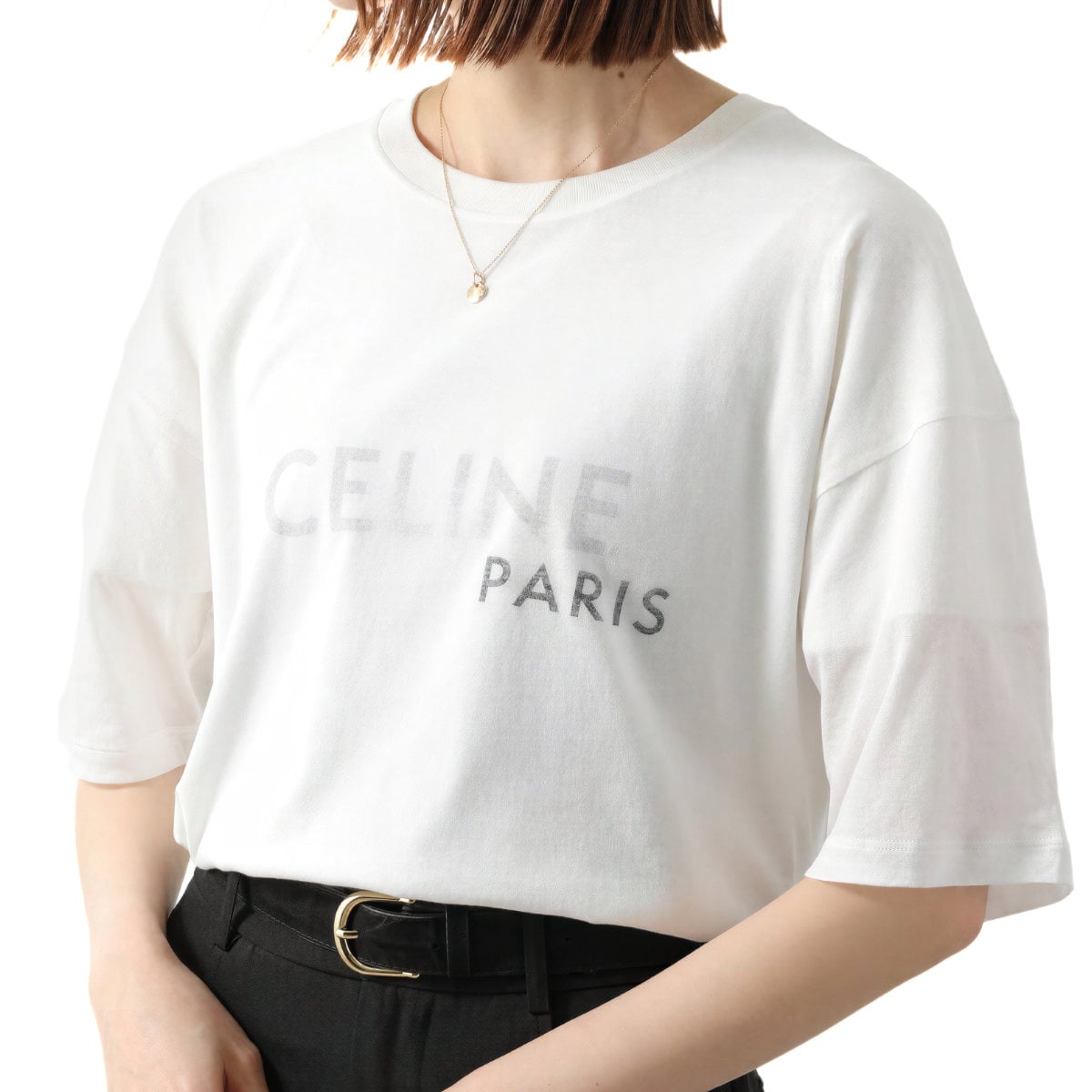 Triomphe Embroidery Double Layered Fine Cotton T-Shirt Off White/Black
