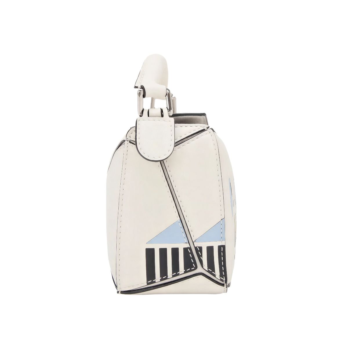 Futurist Cat Mini Puzzle Bag Classic Calfskin Soft White