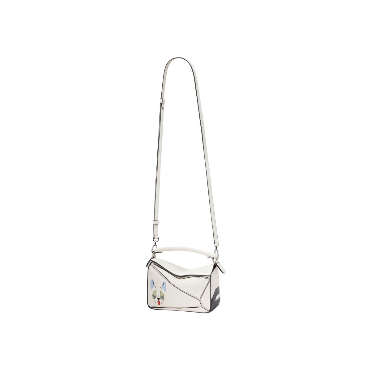 Futurist Cat Mini Puzzle Bag Classic Calfskin Soft White