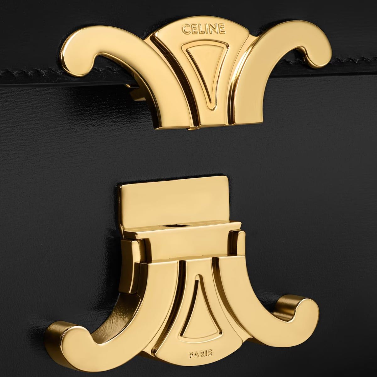 Medium Triomphe Folio Shiny Calfskin Black GHW