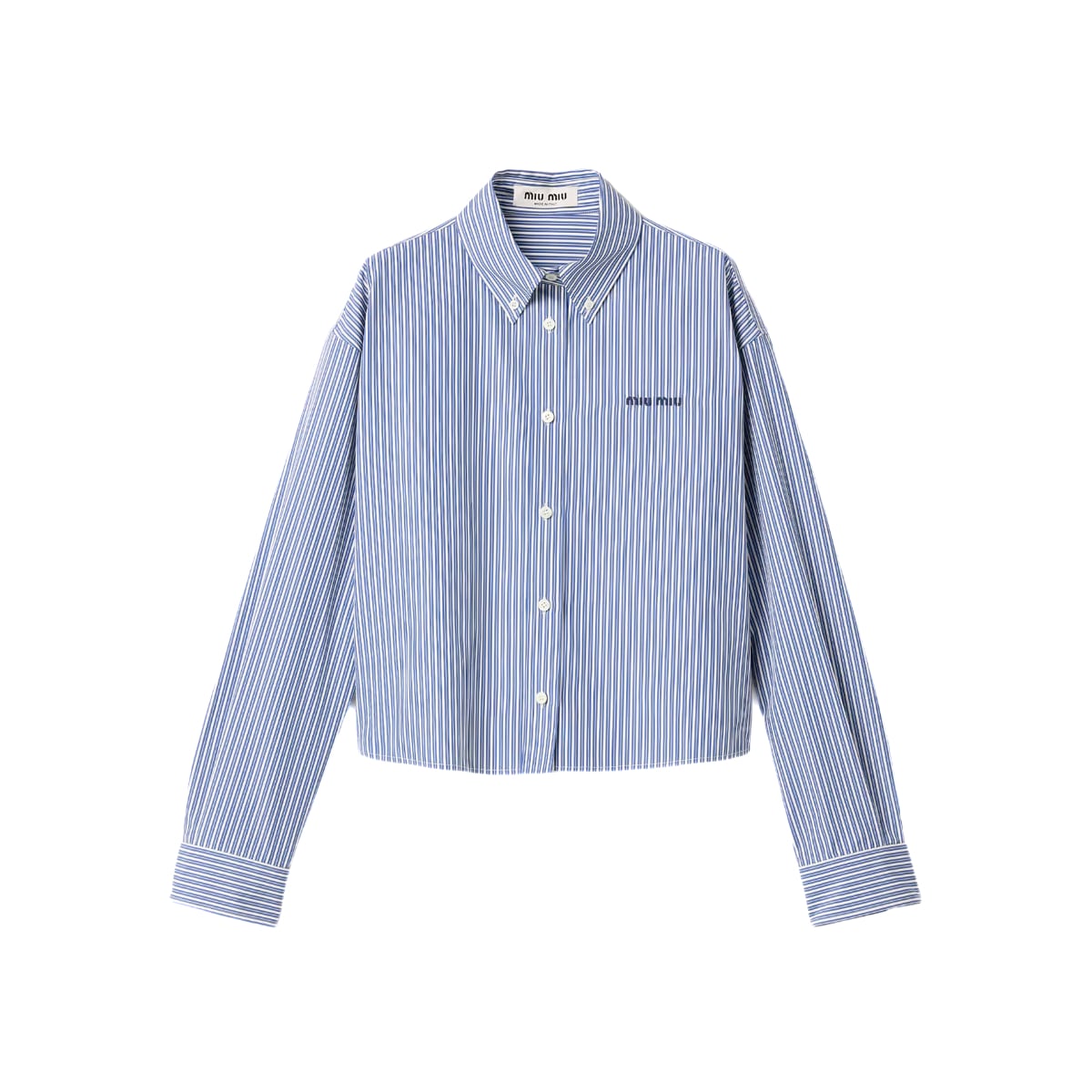 Micro Pinstripe Poplin Shirt White/Cobalt Blue-Miu Miu