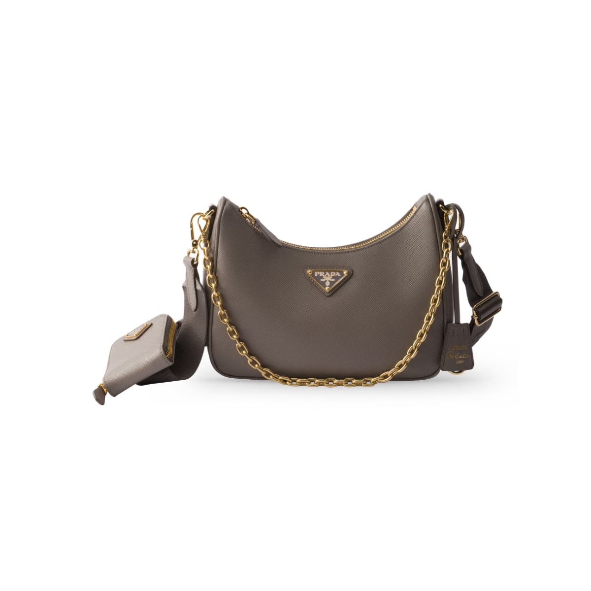 Re-Edition 2005 Saffiano Leather Shoulder Bag Clay Grey-Prada
