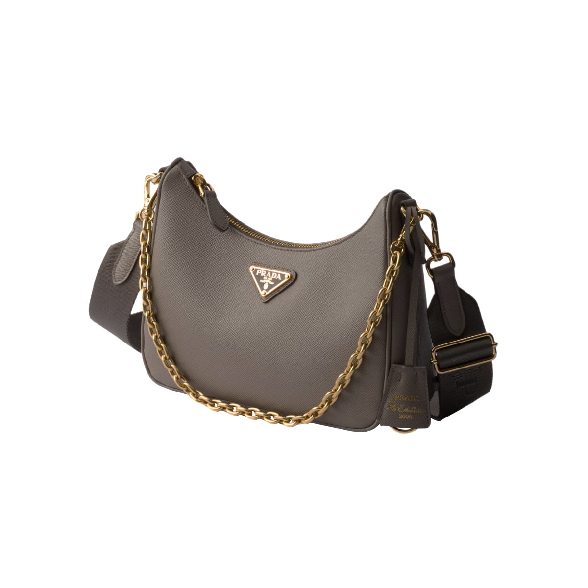 Re-Edition 2005 Saffiano Leather Shoulder Bag Clay Grey