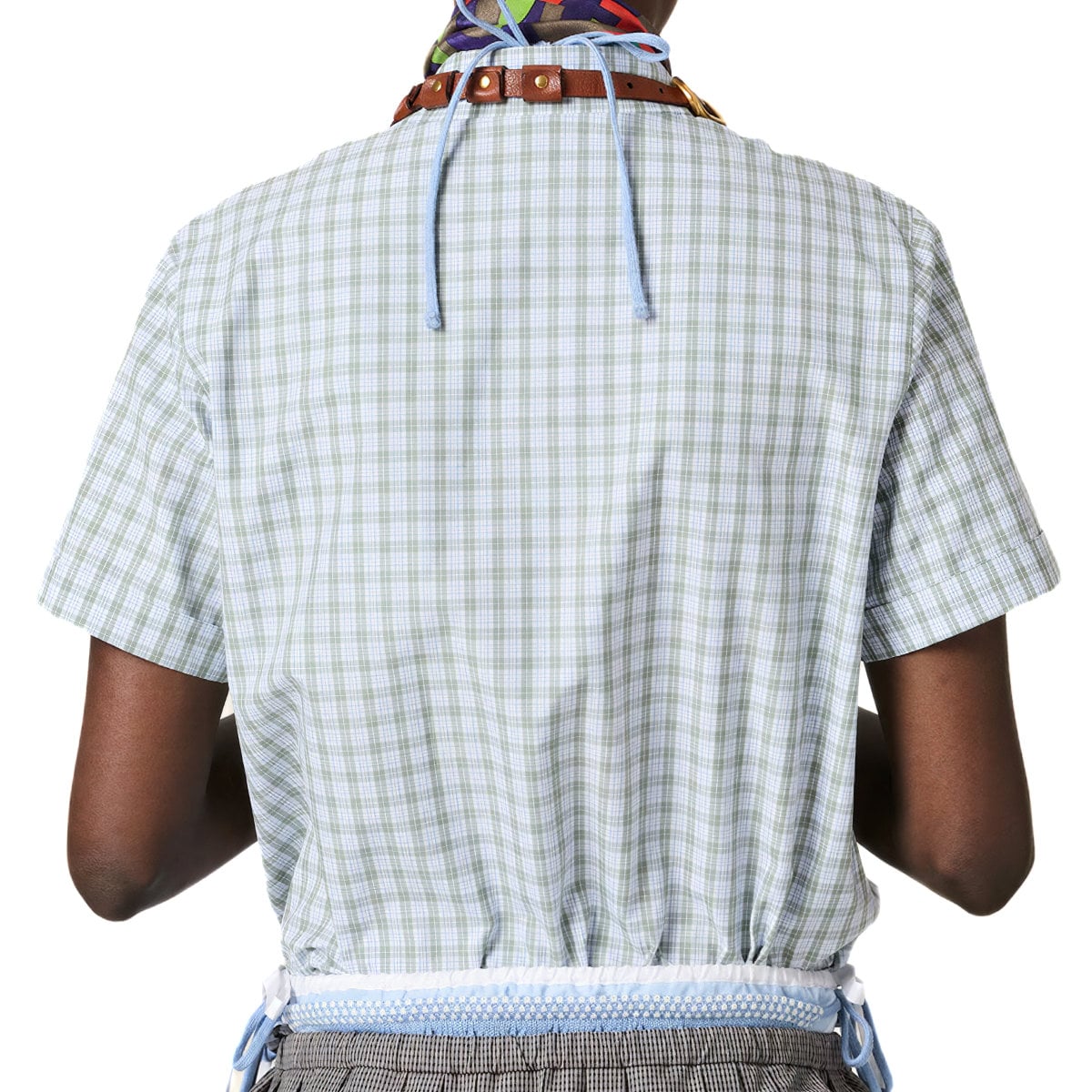 Checked Poplin Shirt White/Sage Green