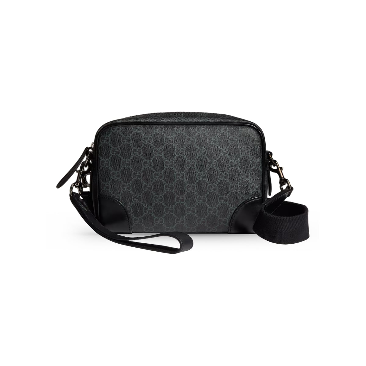 GG Emblem Small Monogram Crossbody Bag Black-Gucci