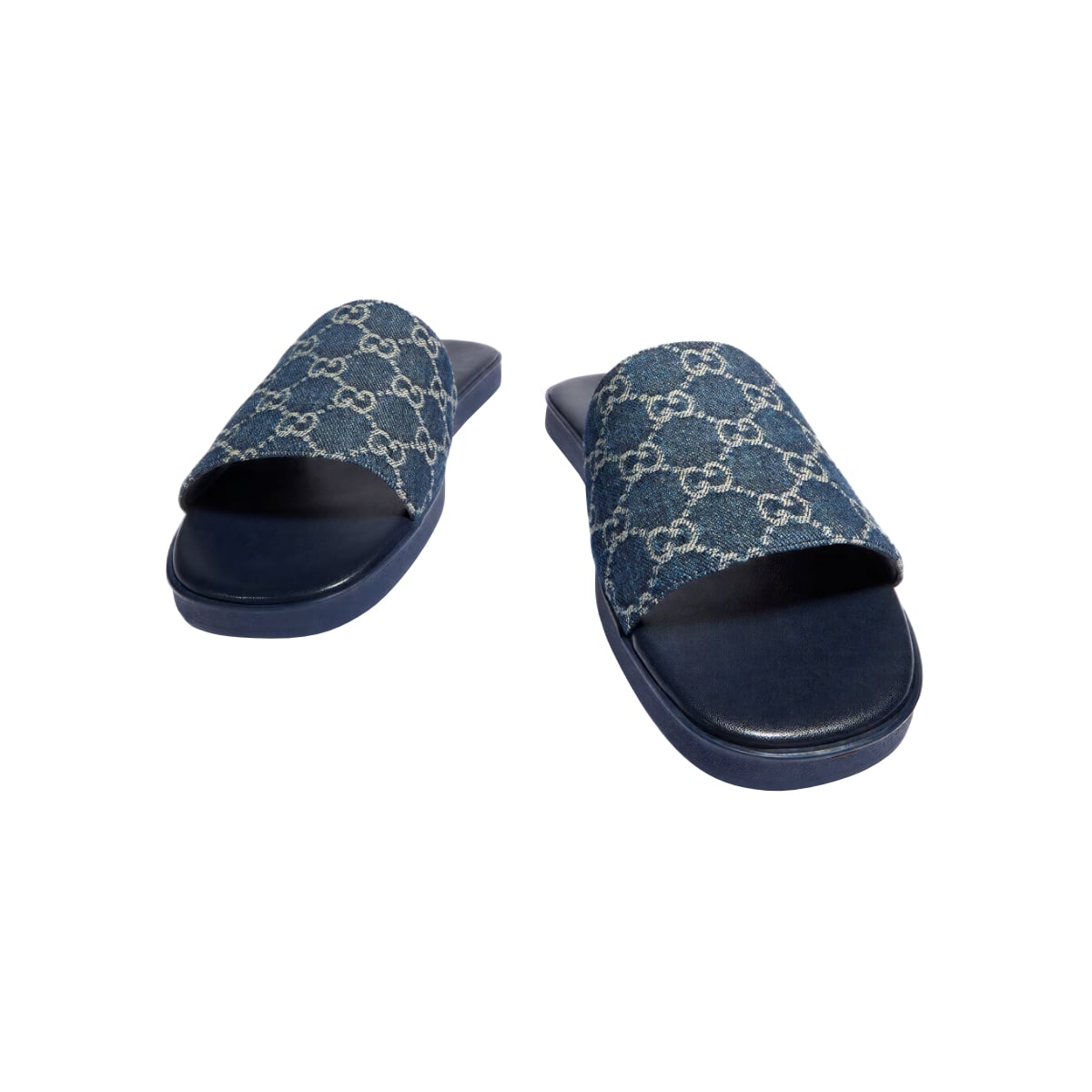 GG Denim Slide Sandals Dark Blue