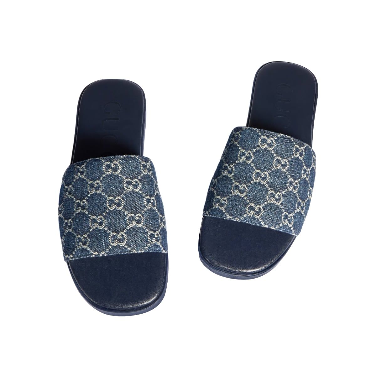 GG Denim Slide Sandals Dark Blue