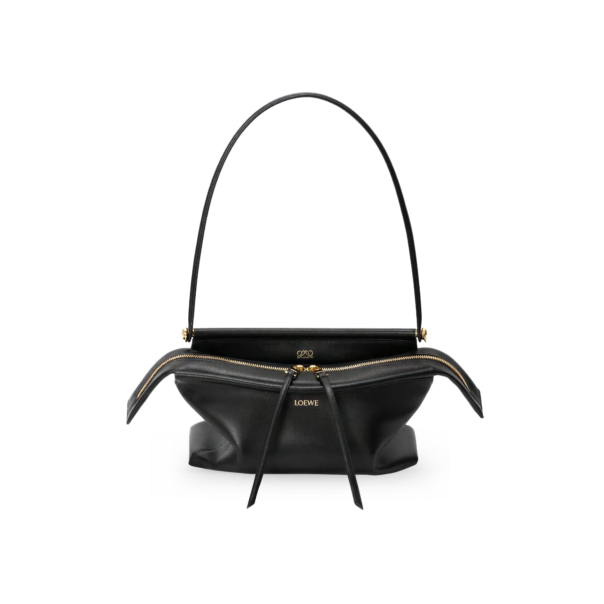 Small Whisker Puzzle Bag Glazed Calfskin Black-Loewe