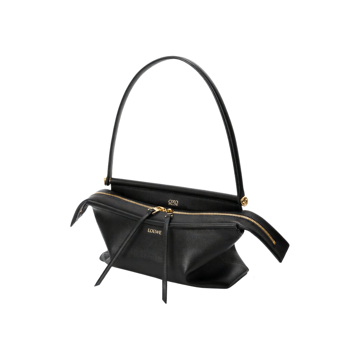 Small Whisker Puzzle Bag Glazed Calfskin Black