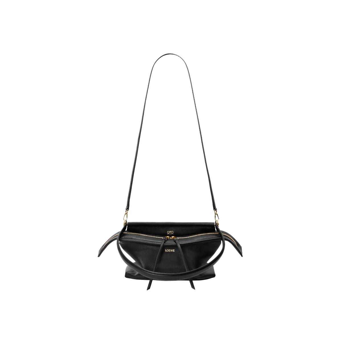 Small Whisker Puzzle Bag Glazed Calfskin Black