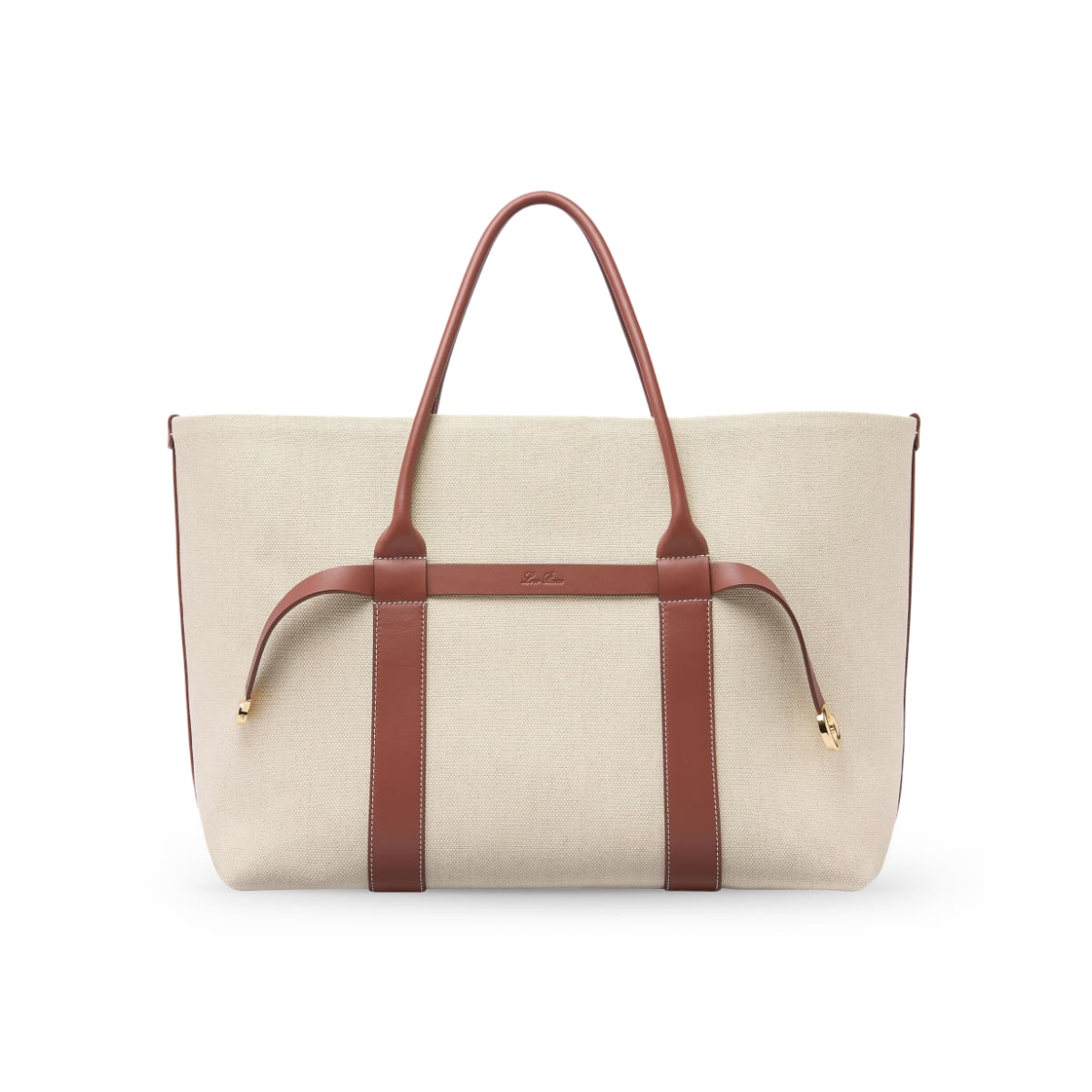 Ghiera Shopper Large Linen Natural/Caramel Sugar/Sun Gold-Loro Piana