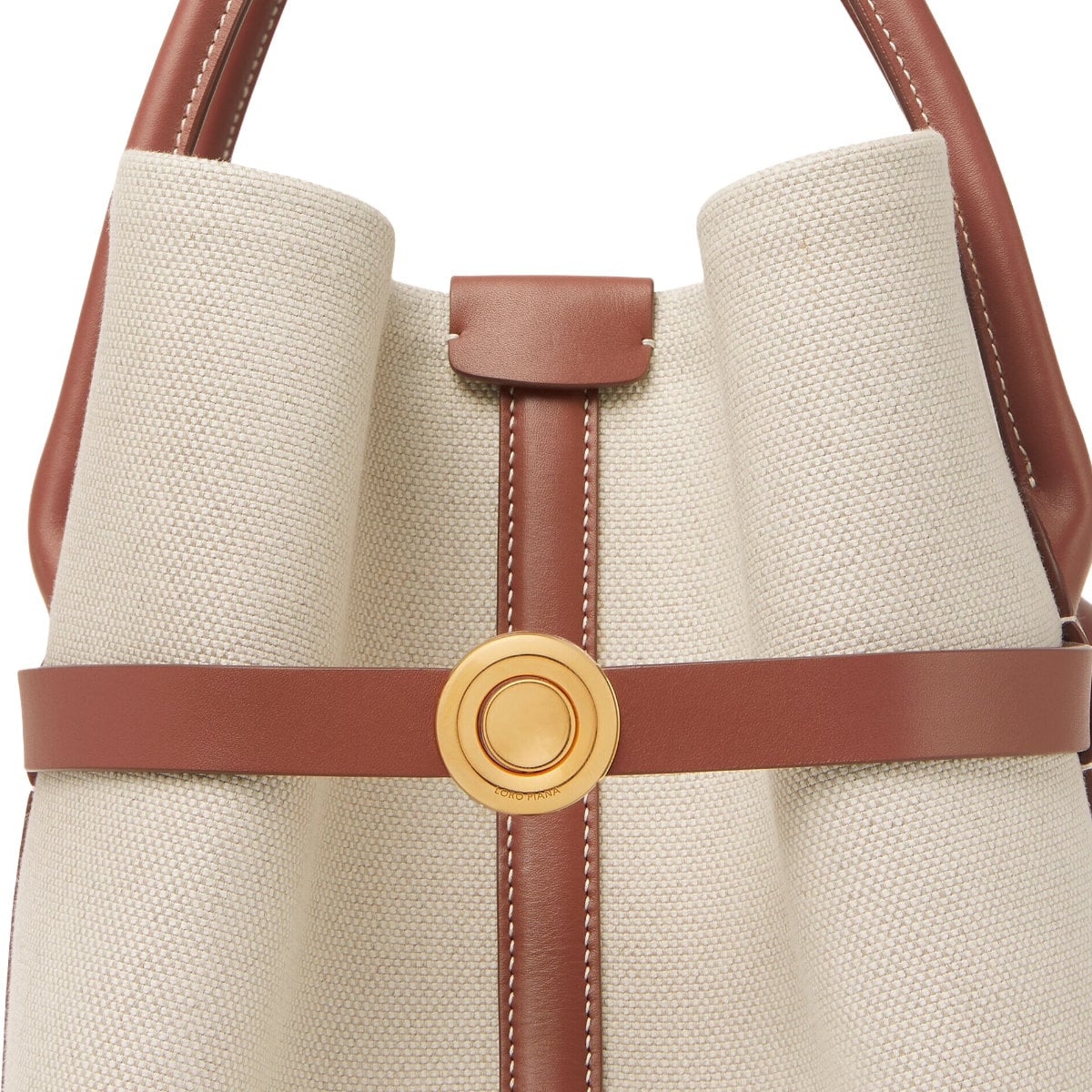 Ghiera Shopper Large Linen Natural/Caramel Sugar/Sun Gold