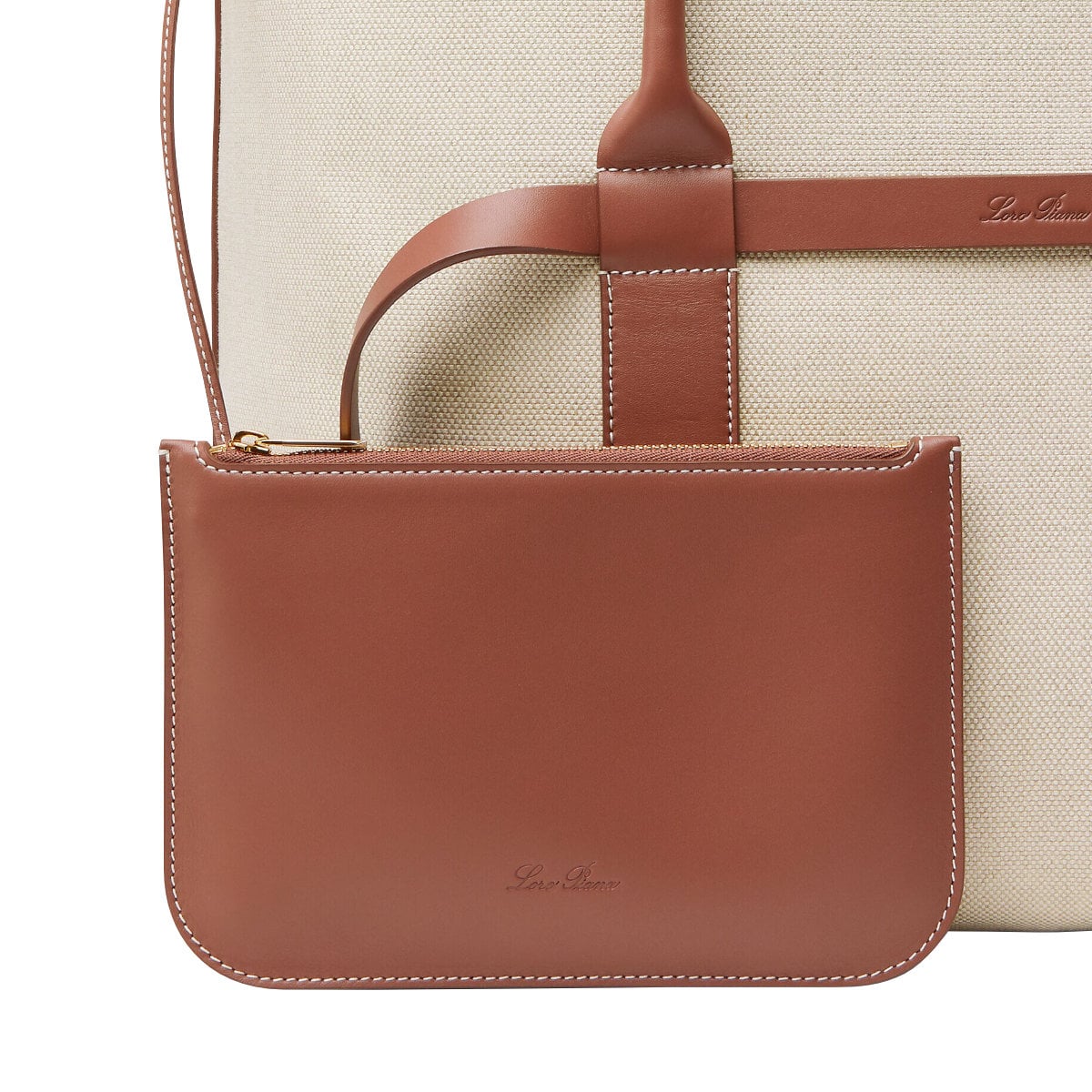 Ghiera Shopper Large Linen Natural/Caramel Sugar/Sun Gold