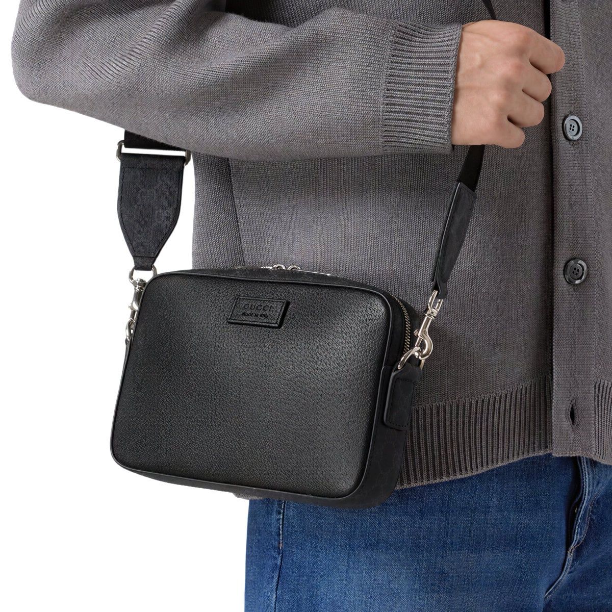 Small GG Crossbody Bag with Tag Black