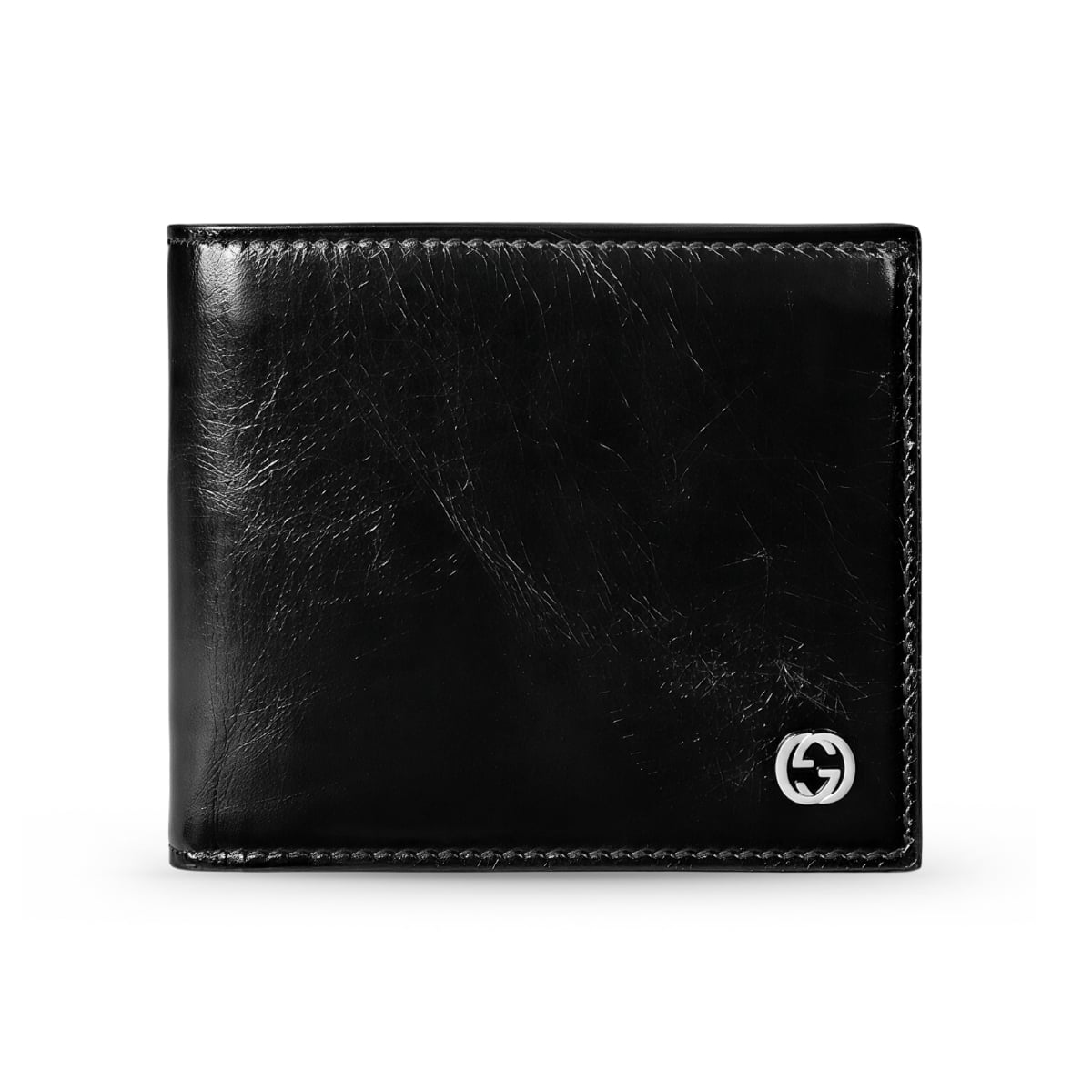 Interlocking G Bi-Fold Natural Shine Wallet Black Phw-Gucci