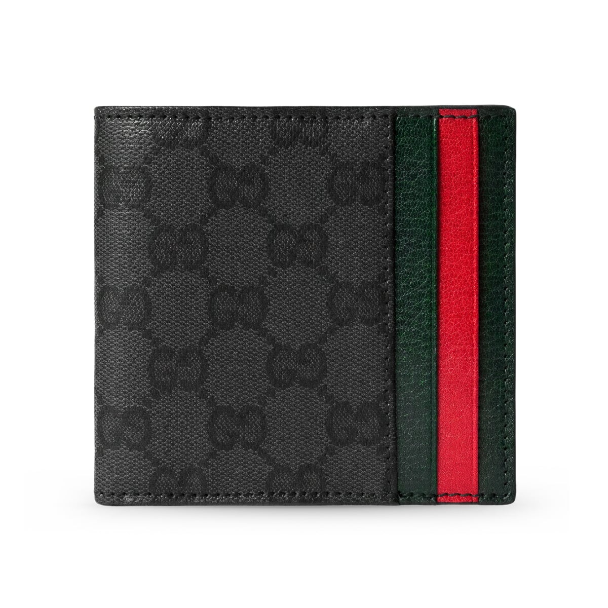 GG Coated Canvas Bi-Fold Wallet with Web Card Slots Black-Gucci