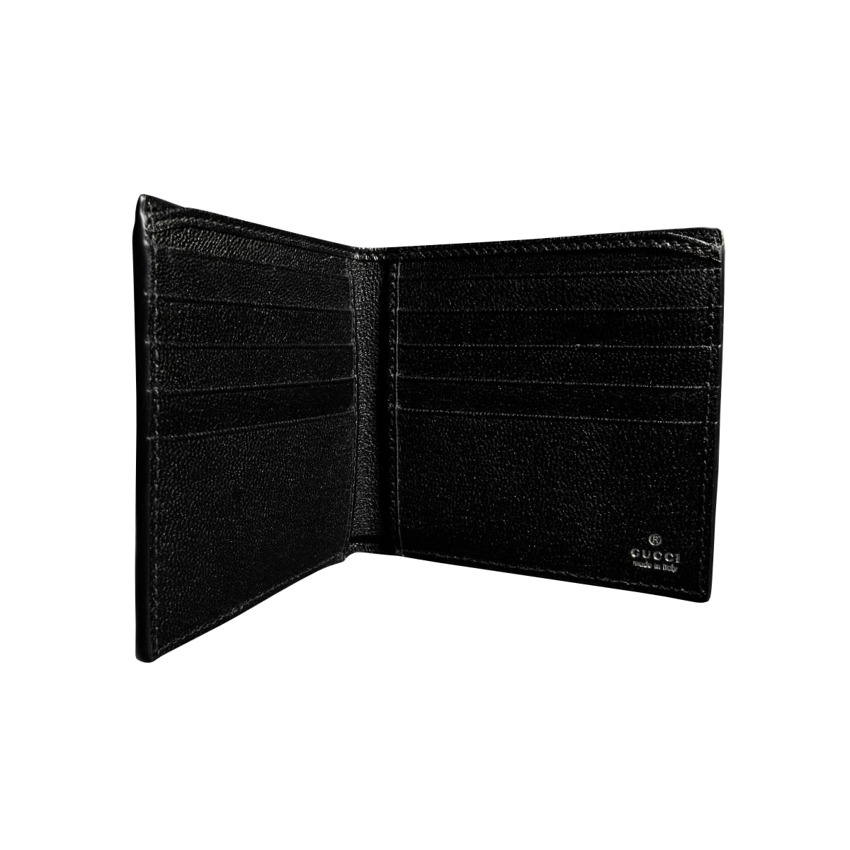 GG Coated Canvas Bi-Fold Wallet with Web Card Slots Black