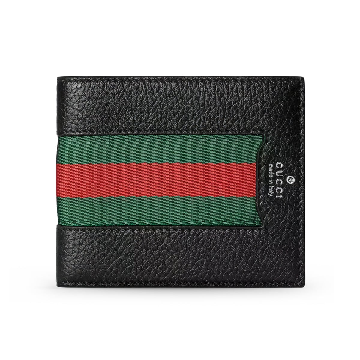 Web Trademark Intarsia Bi-Fold Wallet Black Shw-Gucci